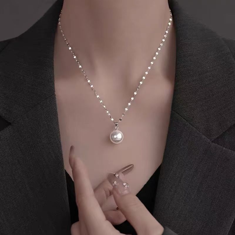 2025爆款S925银简约百搭锁骨链精致轻奢小香风施家暖白项链女复古