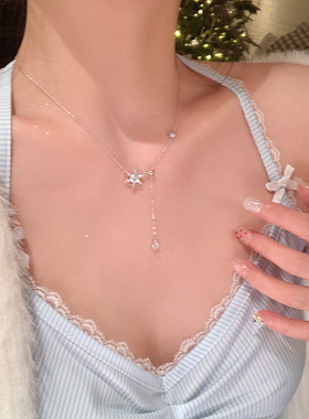 浪漫冬日 满天星雪花流苏项链女配饰高级感精致锁骨链毛衣链颈链