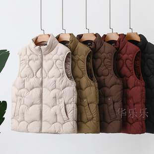 秋冬季 蛋白丝马甲加厚保暖棉背心休闲轻薄百搭坎肩棉服外套 新款