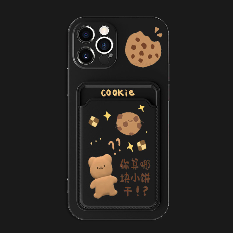 小熊饼干适用苹果13promax卡套iphone14手机壳12卡包软7/8防摔X女