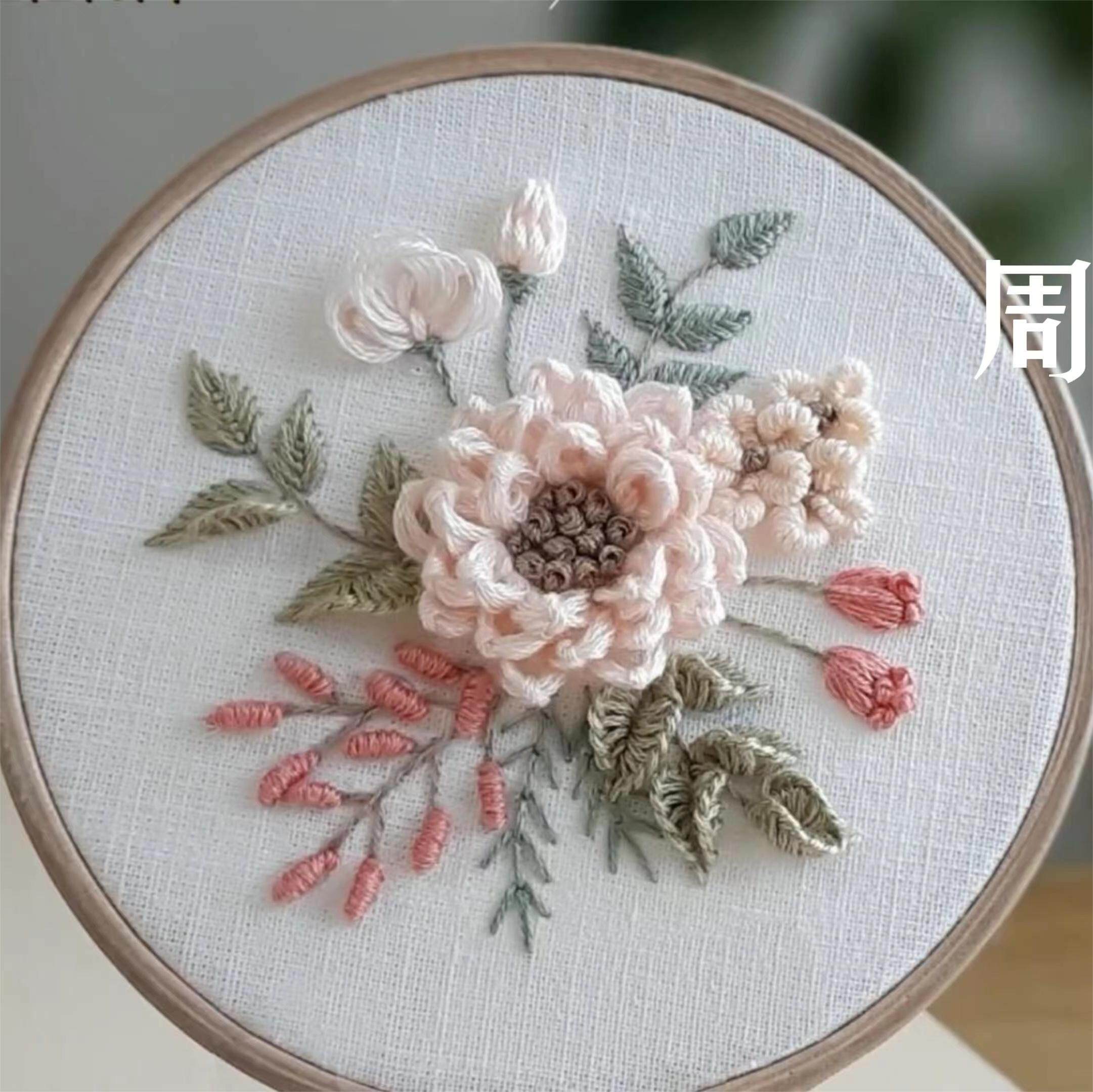 骨头搭架《周末的仪式感》(有完整视频教程)刺绣底稿自粘水溶纸