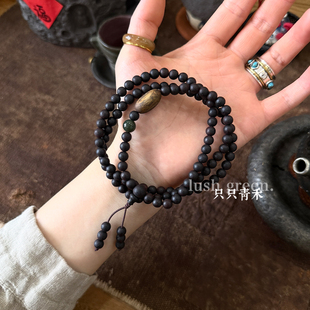 只只青禾【沉香入墨】原创中式设计黑油降真香108颗文玩手串佛珠