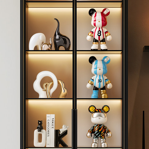 电视柜酒柜暴力熊摆件高级感客厅轻奢高档2025新款玻璃柜装饰品