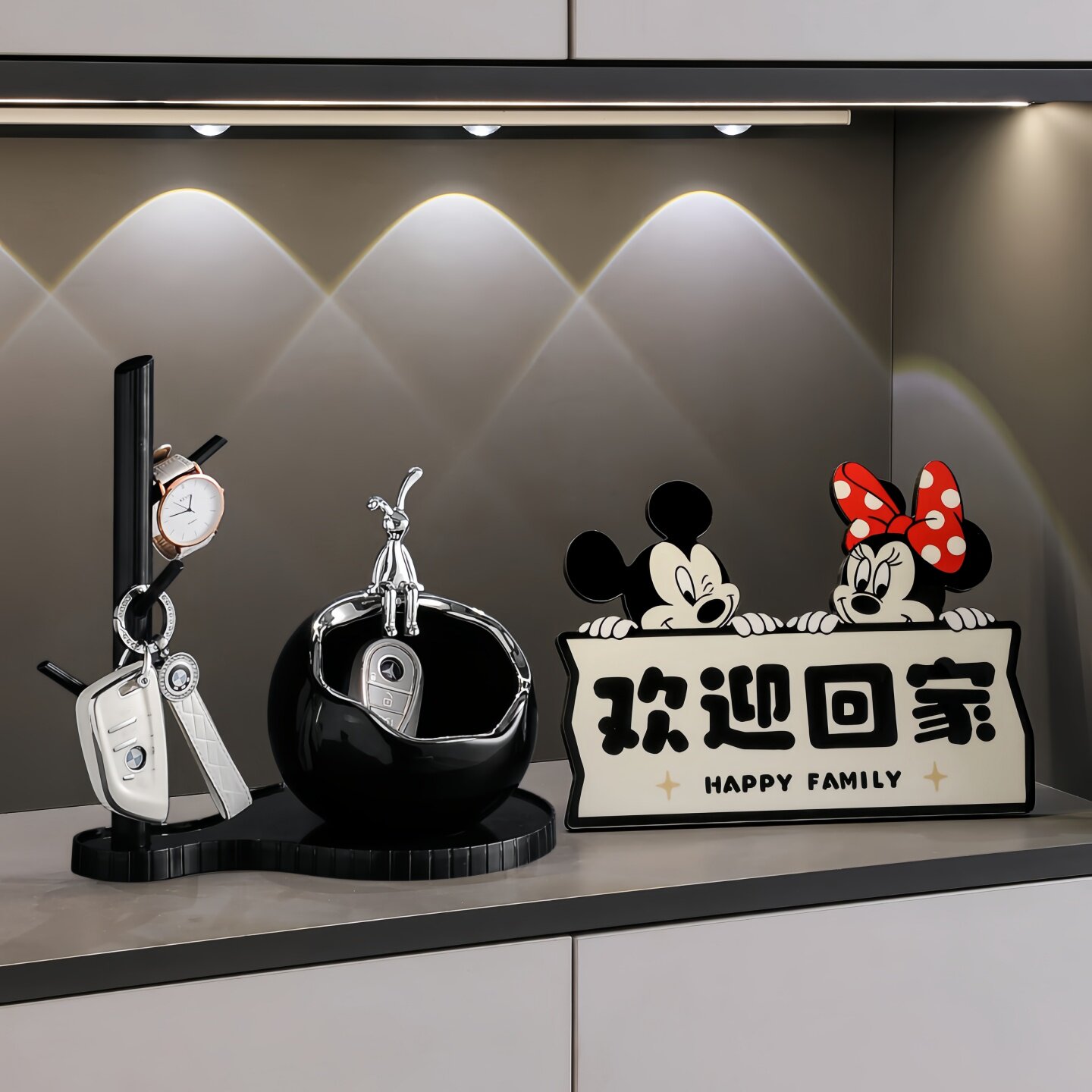 轻奢高档欢迎回家钥匙收纳摆件图片