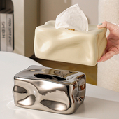 创意陶瓷纸巾盒客厅轻奢高档家用桌面纸抽抽纸盒高级感小众装 饰品