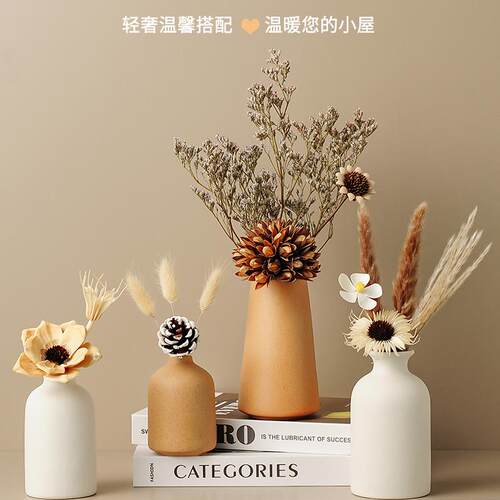 禅意干花小花瓶客厅柜子书柜摆件