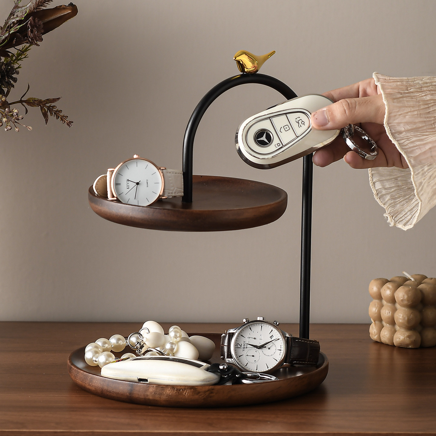 中古风胡桃木入户门置物架钥匙收纳玄关摆件家居客厅鞋柜装饰品,收纳整理,桌面收纳盒,淘宝优惠券,粉丝福利购,淘宝优惠卷