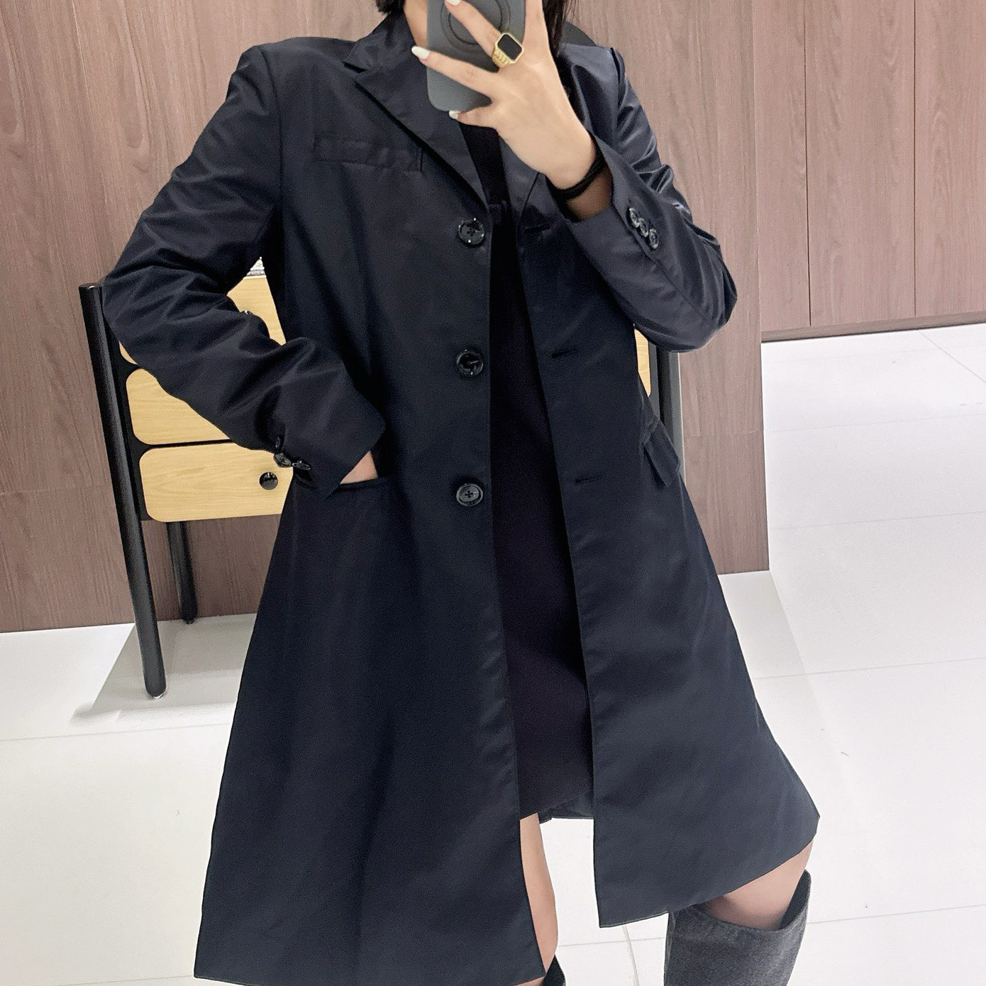 2025新款女装春装欧美时尚小众长袖修身风衣外套中长款风衣外套女