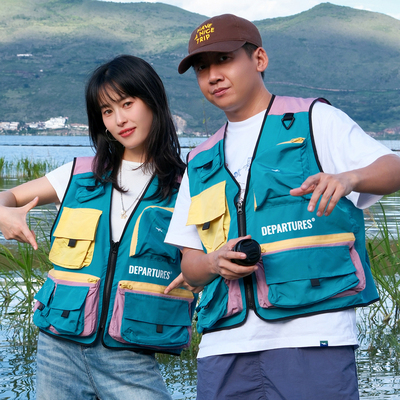 DEPARTURES 2025新款破产兄弟彩色多巴胺钓鱼马甲多口袋工装户外