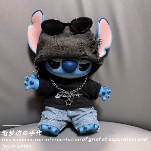 史迪奇娃衣公仔挂件史迪仔街头系列搪胶玩偶衣服着替帽子配饰眼镜