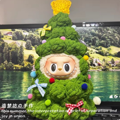 labubu三代新款圣诞节娃衣前方高能背带裤幸运多巴胺拉布布衣服