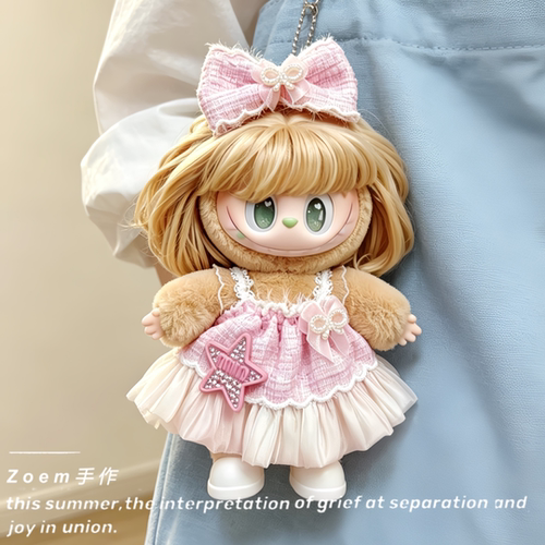 适配拉布布燕麦温差娃衣复古理发店labubu浅蓝序曲衣服全套装服装