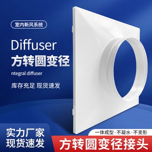 ABS方变圆管道接头法兰新风系统通风口天100 200方地圆接口 150