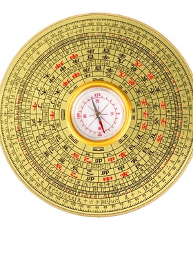 圆形罗盘仪八卦子八卦罗盘铜合金指南针司南小号随身携带家居摆件