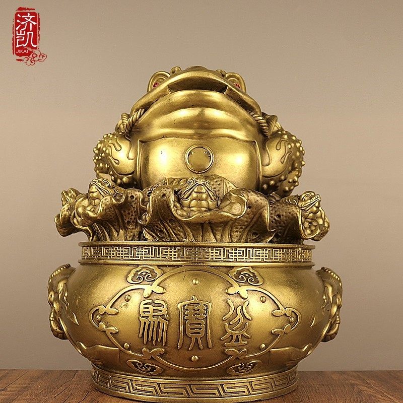 济凯纯黄铜百财金蟾摆件家居玄关工艺品 办公桌书房摆件 送礼好品,家居饰品,桌面摆件,淘宝优惠券,粉丝福利购,淘宝优惠卷