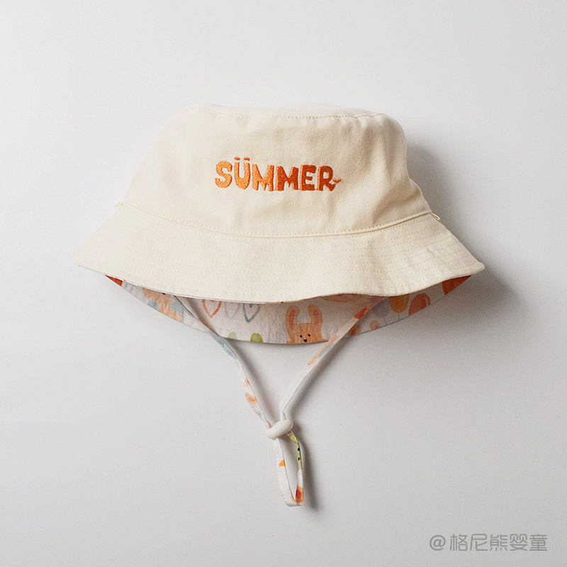 moinmlon双面戴春夏新款儿童渔夫帽宝宝防晒遮阳太阳帽透气吸汗棉