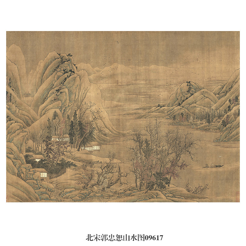 宋赏月空山图古代山水画卷轴国画字画名画复制品仿古画装饰画挂画