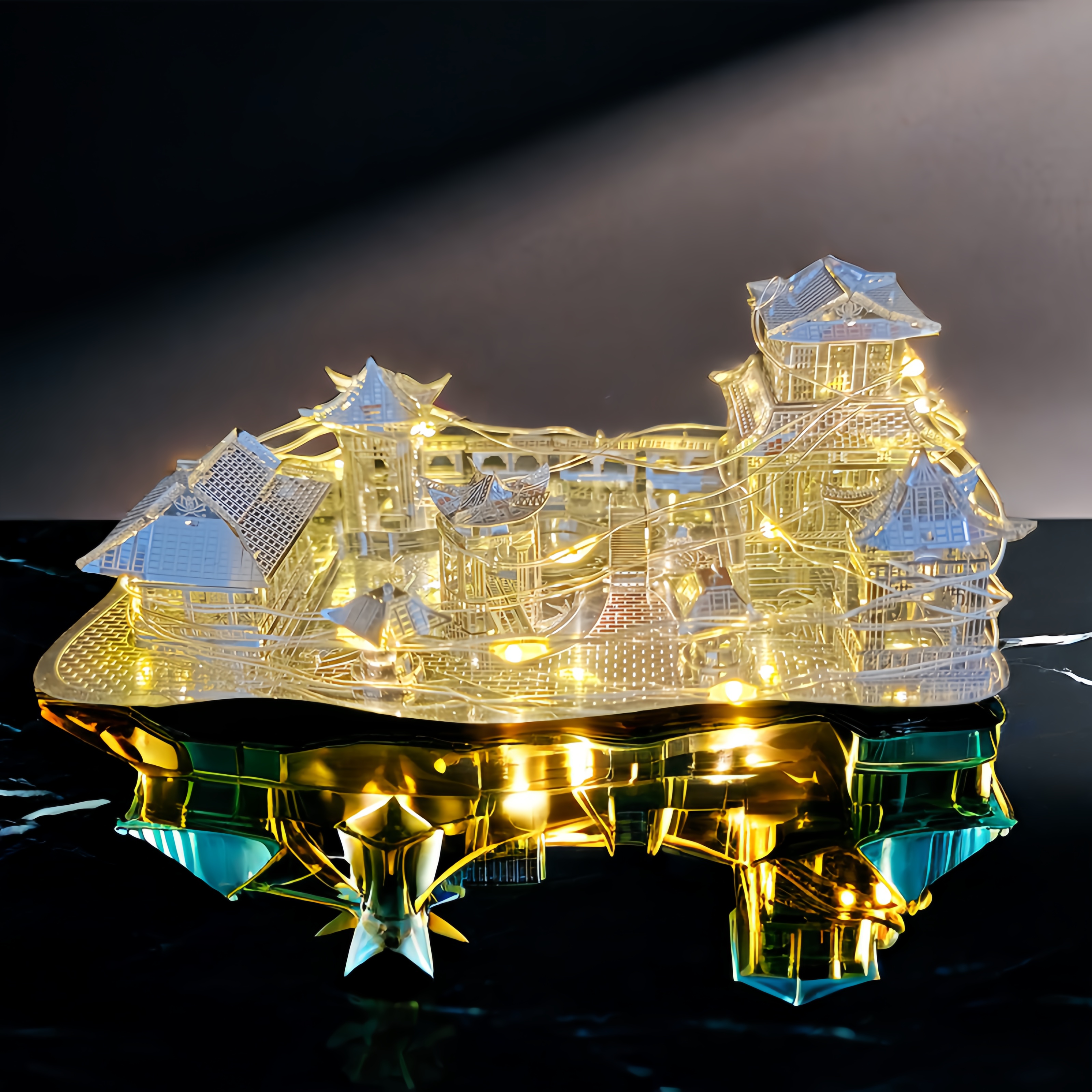苏州古典园林 古风金属拼图立体拼装积木成人超难3D手工模型玩具