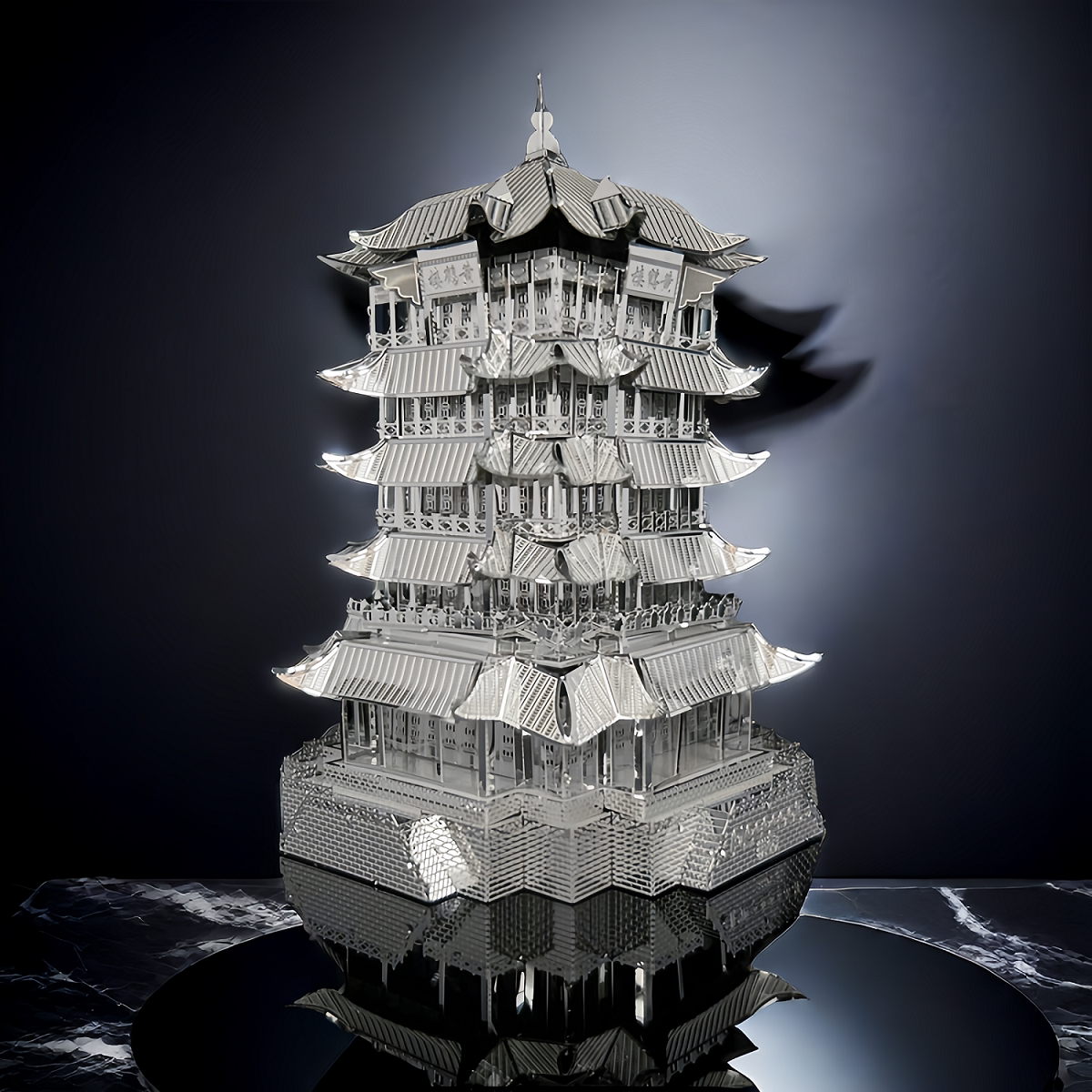 노란색 크레인 타워 고대 스타일의 금속 조립 모델을 압축 해제 성인 어려운 3차원 조립 빌딩 블록 3D 수제 장난감