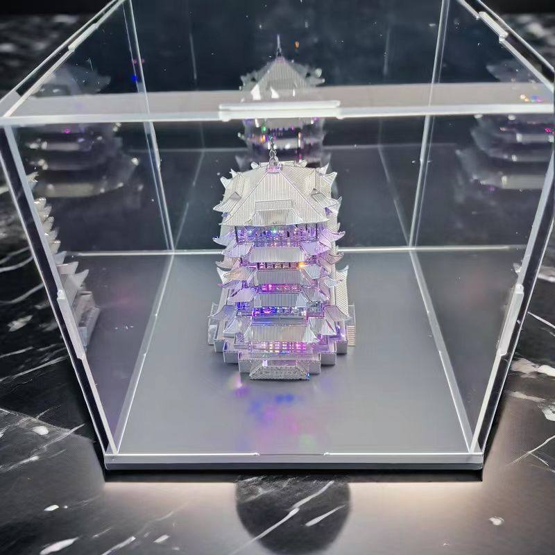 노란색 크레인 타워 고대 스타일의 금속 조립 모델을 압축 해제 성인 어려운 3차원 조립 빌딩 블록 3D 수제 장난감