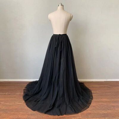 High waist long trailing mesh skirt高腰褶皱长拖尾女士网纱裙