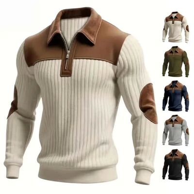 撞色拼接套头长袖上衣Color blocking pullover long sleeved top