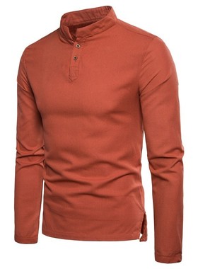 Men's Casual Slim Stand Collar Shirt男士休闲修身立领打底衬衫