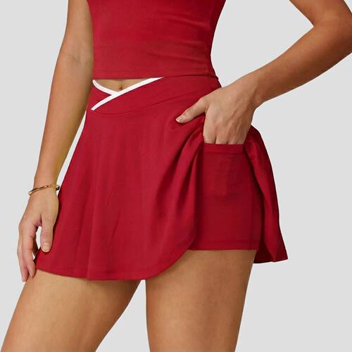 显瘦交叉拼接瑜伽短裙 V-waist slimming cross yoga short skirt