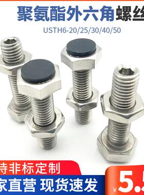 TDC01底部内六角孔聚氨酯止动螺栓型USTH6-20/25/30/40缓冲螺栓