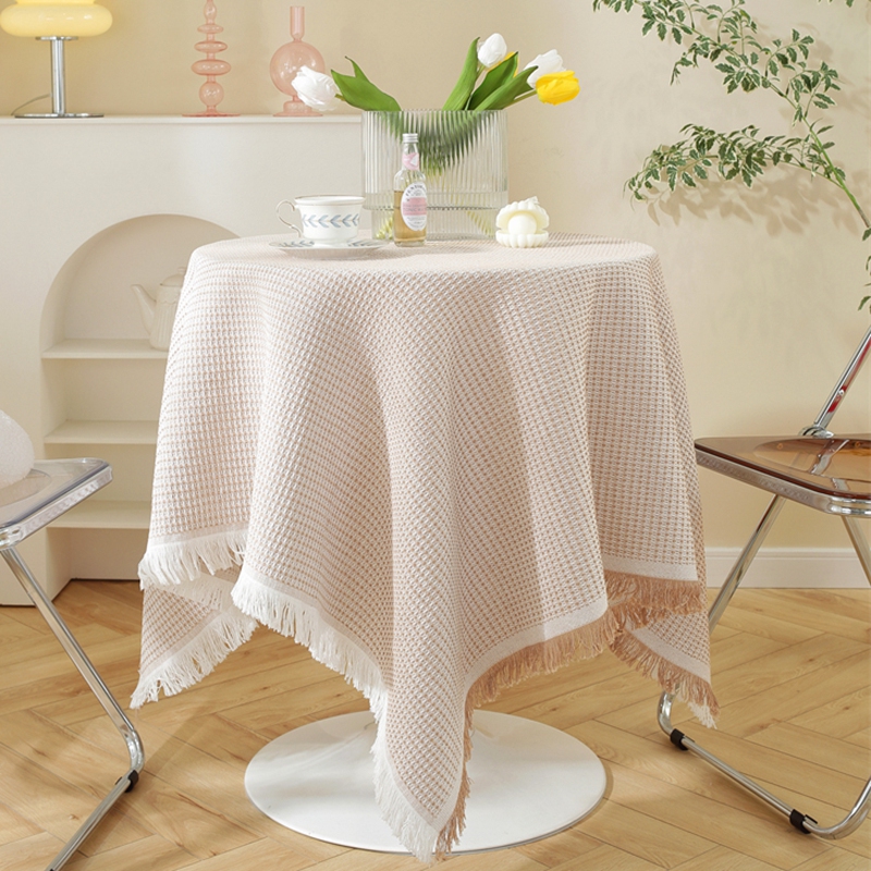 ins风棉麻法式小圆形桌布