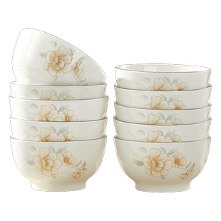 景德镇陶瓷碗特别好看的饭碗釉下彩中式小清新可微波餐具碗碟套装