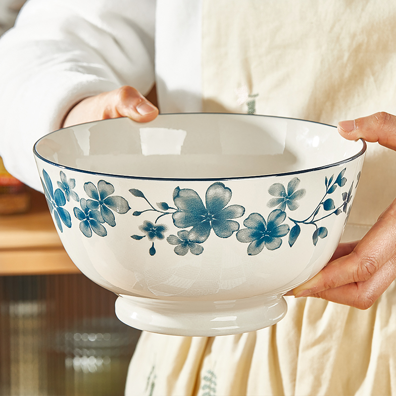 景德镇陶瓷碗家用大汤碗釉下彩餐具2025新款可微波汤碗盘套装组合