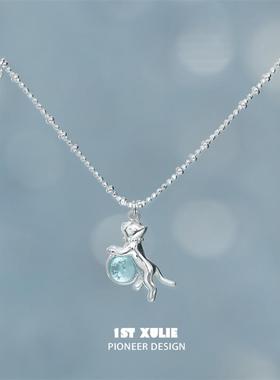 夏日小猫纯银项链不掉色原创小众设计高级锁骨链2025新款