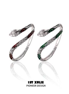 纯银蛇形戒指斯莱特林蛇院小众设计不掉色食指开口情侣戒