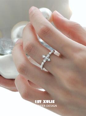 光域纯银珍珠戒指原创小众设计高级冷淡食指开口戒不掉色