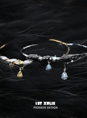 羽毛手镯原创小众设计高级黑金撞色情侣手环2025新款爆款