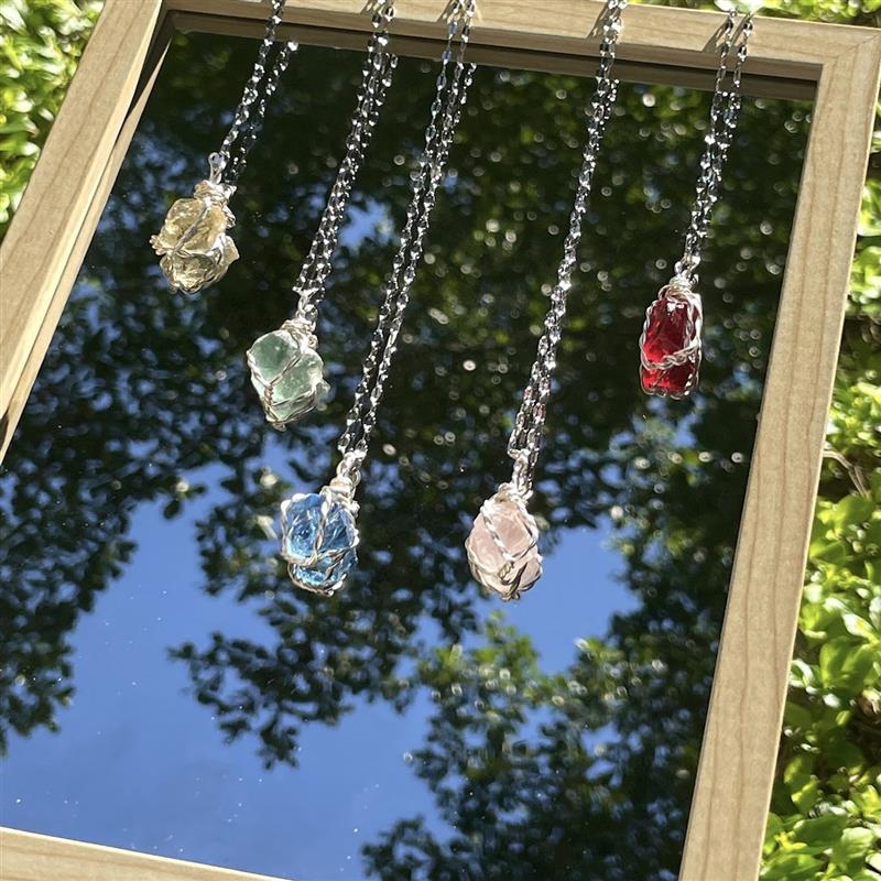 灵魂对撞macrame正品店铺5色水晶原石项链简约风高级感小众坠链