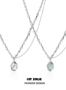 纯银不掉色国风项链新中式玉石竹节双层锁骨链小众设计高级冷淡风