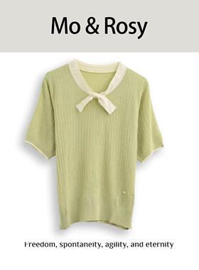 【入驻首秀】MO&ROSY【屋顶花园】蕾丝拼接撞色绑带上衣MR327W009