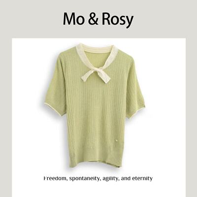 【入驻首秀】MO&ROSY【屋顶花园】蕾丝拼接撞色绑带上衣MR327W009
