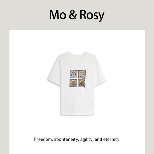 【入驻首秀】MO&ROSY【花屿漫岛】百搭圆领个性短袖MR327C030