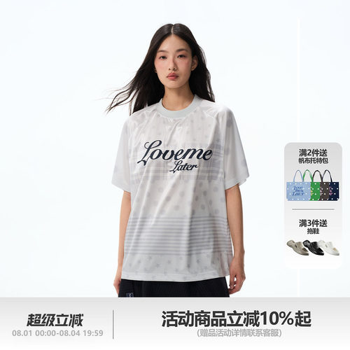 LML LOVEMELATER波点星星拼接印花LOGO短袖球衣男女同款运动T恤
