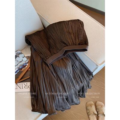 老钱风肌理感高腰a字半身