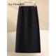 拉夏贝尔黑色亮片闪闪半身裙女秋冬新款 a字包臀裙 毛呢直筒中长款