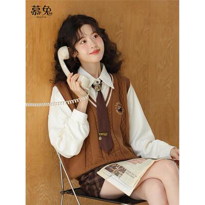 慕兔学院风套装女2025秋