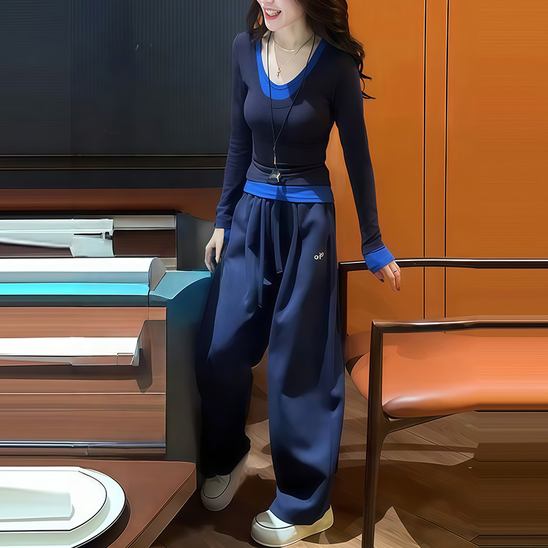 时尚高级感拼色设计感两件套