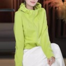 时尚 设计感宽松休闲显瘦百搭上衣 简约连帽纯色卫衣外套女春季 新款