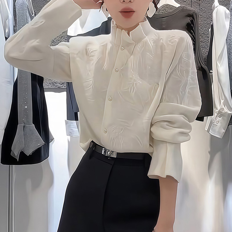 7107时尚设计感小众设计感秋冬新款衬衣百搭显瘦小众衬衫