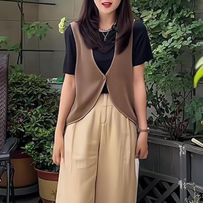 休闲简约无袖针织马甲背心