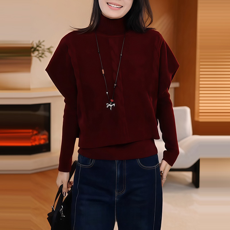 圣诞氛围感穿搭半高领针织衫套装女装秋冬新款宽松显瘦毛衣两件套